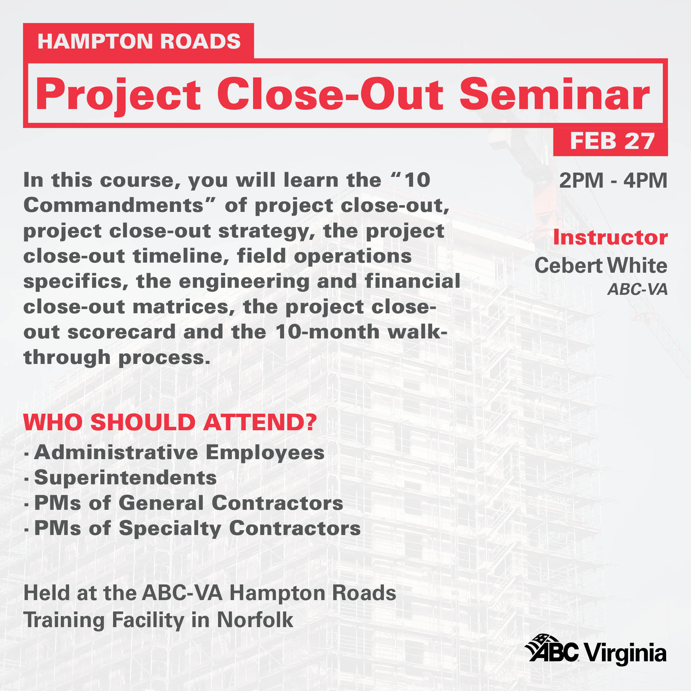 HR Project Close Out Seminar Feb 27 WEB