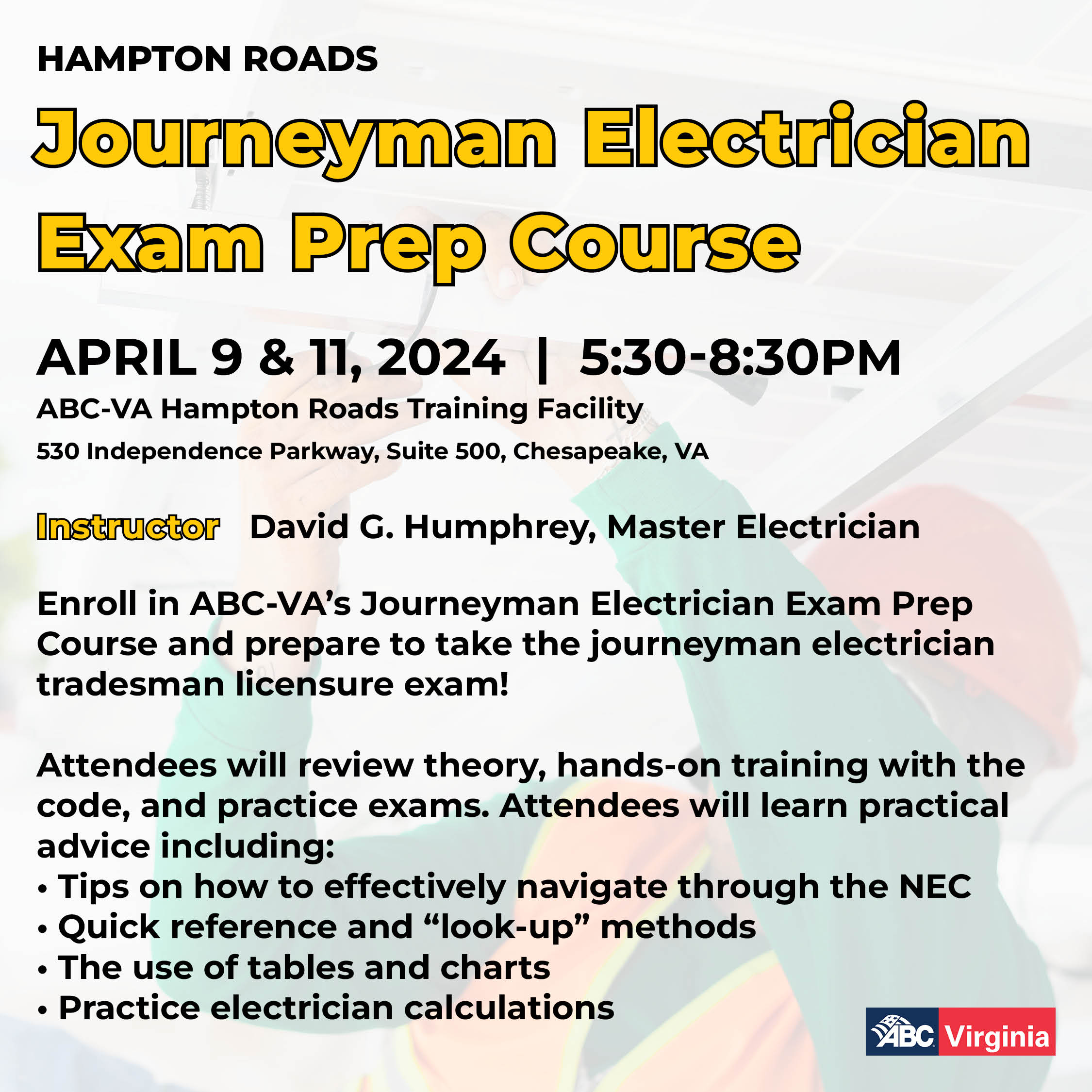 HR Journeyman Electrician Exam Prep April 9 WEB Abc Virginia
