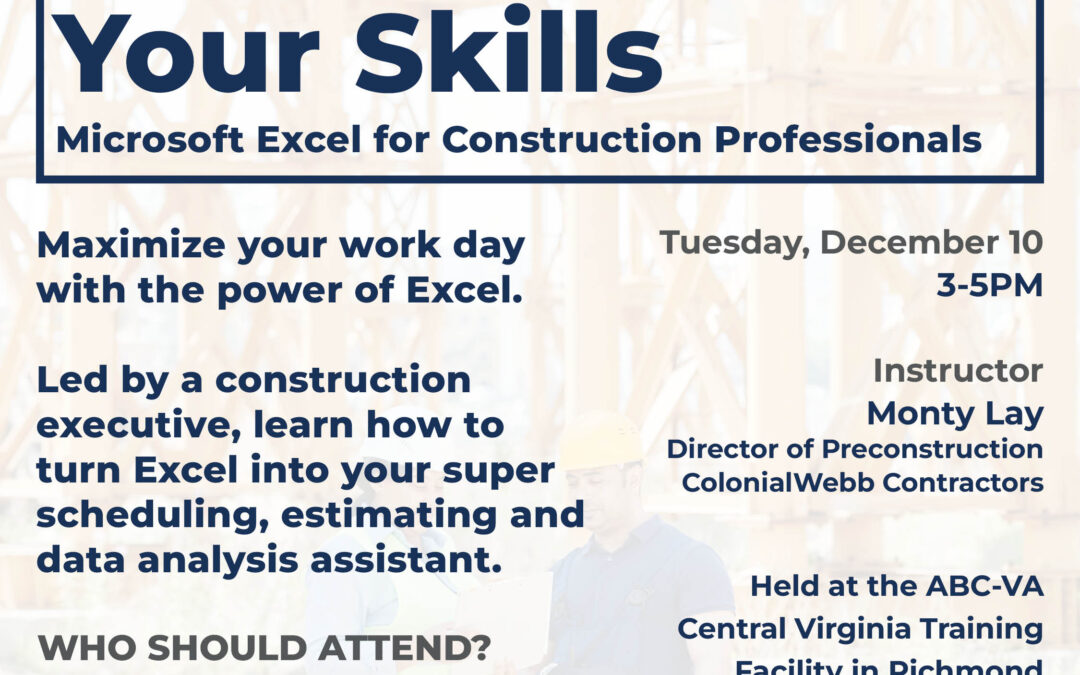 Excelerate your Skills – Microsoft Excel for Construction Professionals 12/10 CV